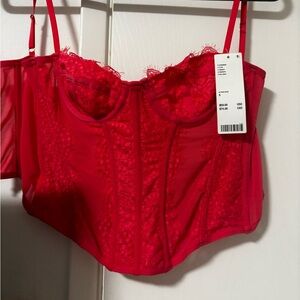 Urban Outfitters PINK (looks red in photos) corset top